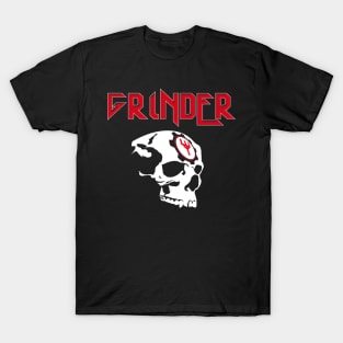 Grinder Skull Design Red Logo T-Shirt